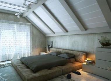спальня с мансардной крышей