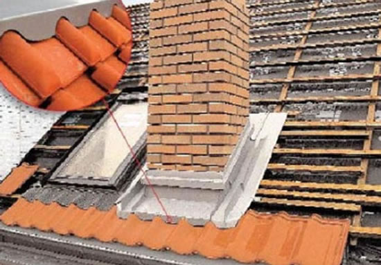 как обойти трубу металлочерепицей