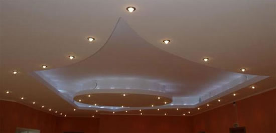 использование точечных светильников на гипсокартоне