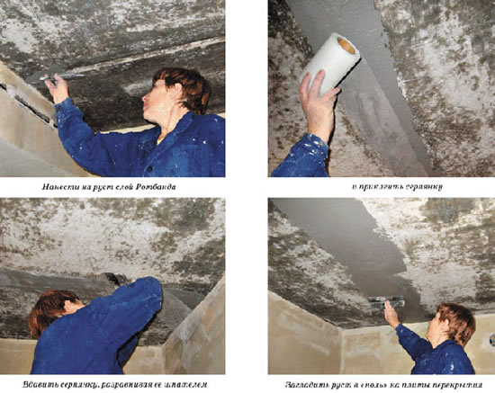 заделка рустов на потолке своими руками