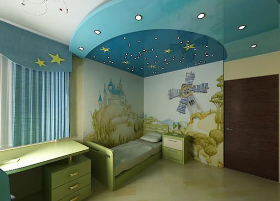 потолки с гипсокартона в детской преимущества