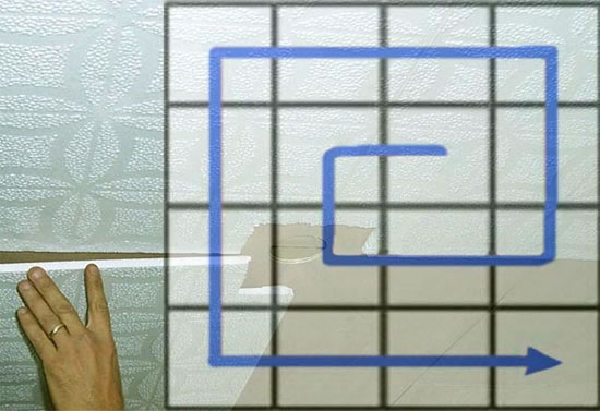 как обклеить потолок плиткой