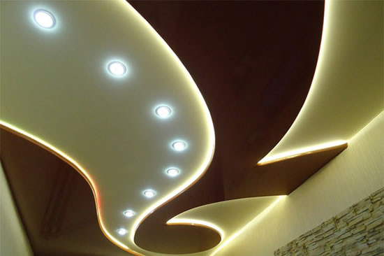 двухуровневый подвесной потолок фото