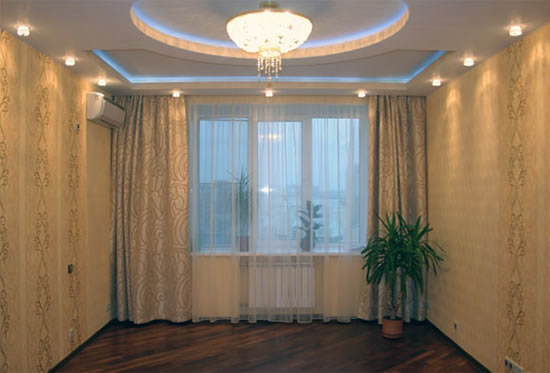 дизайн потолка из гипсокартона в зале