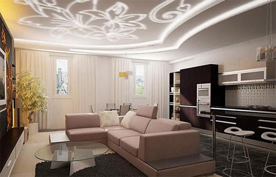 как сделать потолок в зале