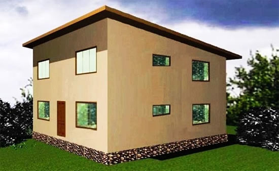 проект двухэтажного дома с односкатной крышей