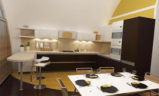  дизайн кухни в мансарде