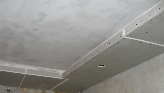 как крепить гипрок к потолку