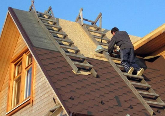 монтаж крыши из мягкой кровли