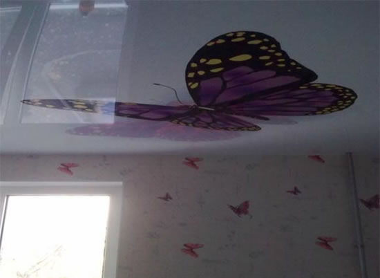 натяжные потолки на кухне фотопечать