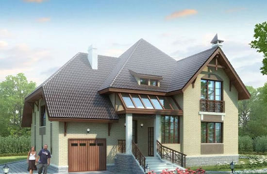 планировка одноэтажного дома с мансардой