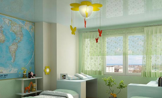 варианты натяжного потолка для детской комнаты