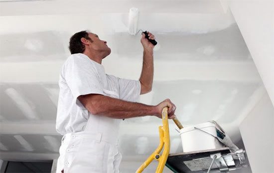покраска потолка из гипсокартона фото